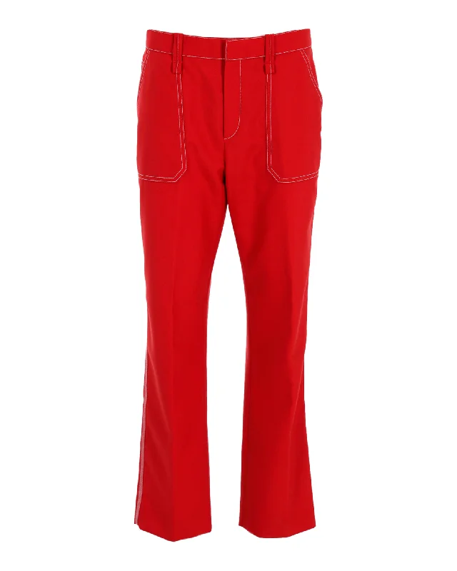 Chloe Boot Cut Trousers in Red Polyester Trousers Review Highly
