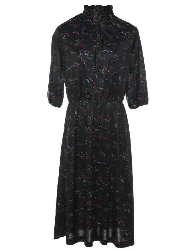 Black Midi Length Dress - M Comfortable Empire Waist Midi Dress