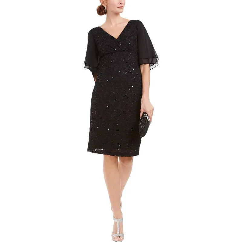 Connected Apparel Womens Midi Lace Fit & Flare Dress Trendy Mock Neck Midi Dress