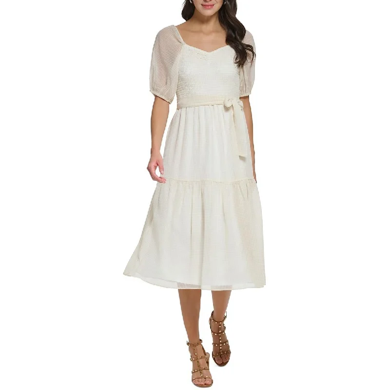 DKNY Womens Casual Midi Fit & Flare Dress Fashionable A-Line Midi Dress