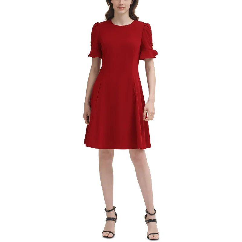 DKNY Womens   Flounce Midi Fit & Flare Dress Fashionable A-Line Midi Dress