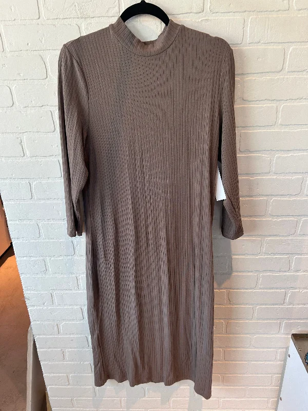 Dress Casual Midi By A New Day In Brown, Size: L Fashionable Polka Dot Midi Dress