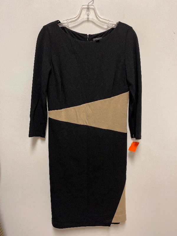 Dress Casual Midi By Ann Taylor In Black Cream, Size: S Comfortable Ribbed Midi Dress