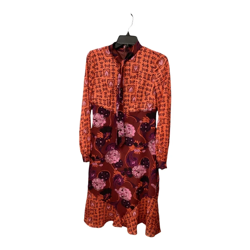 Dress Casual Midi By Anna Sui In Orange, Size: 4 Stylish Vintage Midi Dress