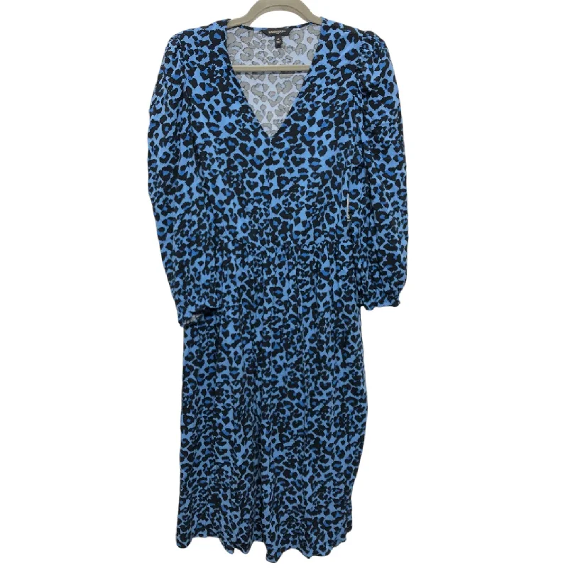 Dress Casual Midi By Banana Republic In Black & Blue, Size: M Comfortable Geometric Print Midi Dress Dress Casual Midi By Banana Republic In Black & Blue, Size: M Comfortable Geometric Print Midi Dress
