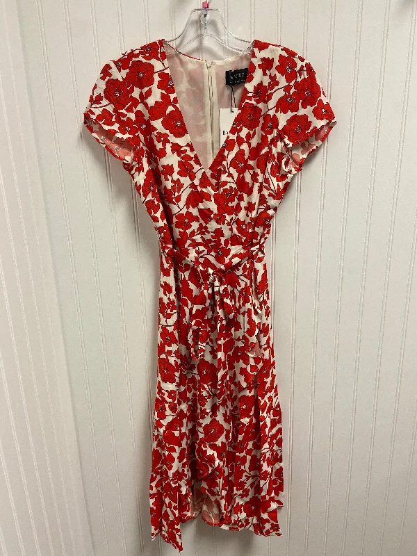 Dress Casual Midi By Bardot In Red & White, Size: M Trendy Off-Shoulder Button Midi Dress