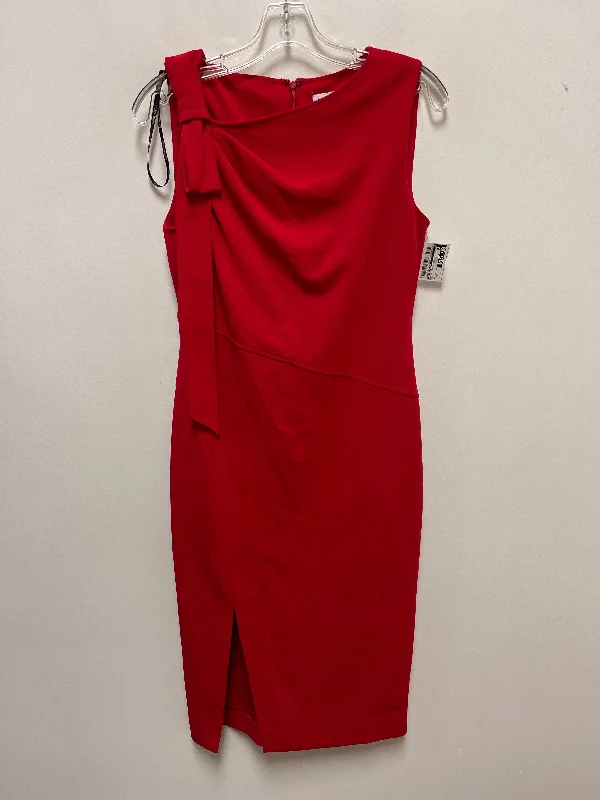 Dress Casual Midi By Calvin Klein In Red, Size: S Stylish Silk Midi Dress