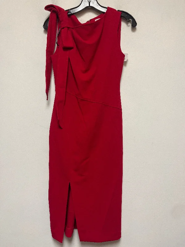 Dress Casual Midi By Calvin Klein In Red, Size: Xs Elegant Floral Skirt Midi Dress