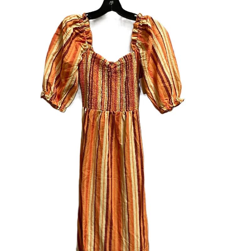 Dress Casual Midi By Charlie Holiday In Orange, Size: 4 Stylish Button-Down Midi Dress Dress Casual Midi By Charlie Holiday In Orange, Size: 4 Stylish Button-Down Midi Dress