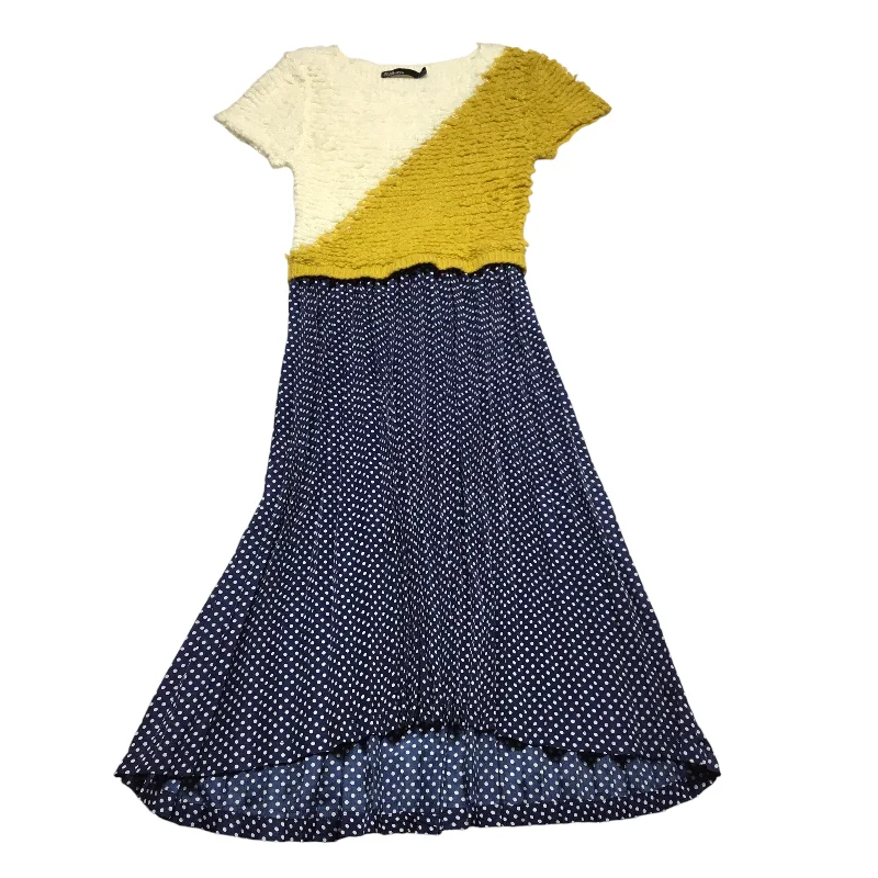 Dress Casual Midi By Cmc In Yellow, Size: S Stylish Midi Dress with Cuffs