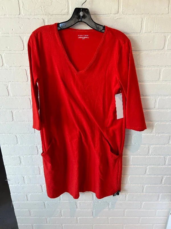 Dress Casual Midi By Eileen Fisher In Orange, Size: Xs Comfortable Denim Midi Dress
