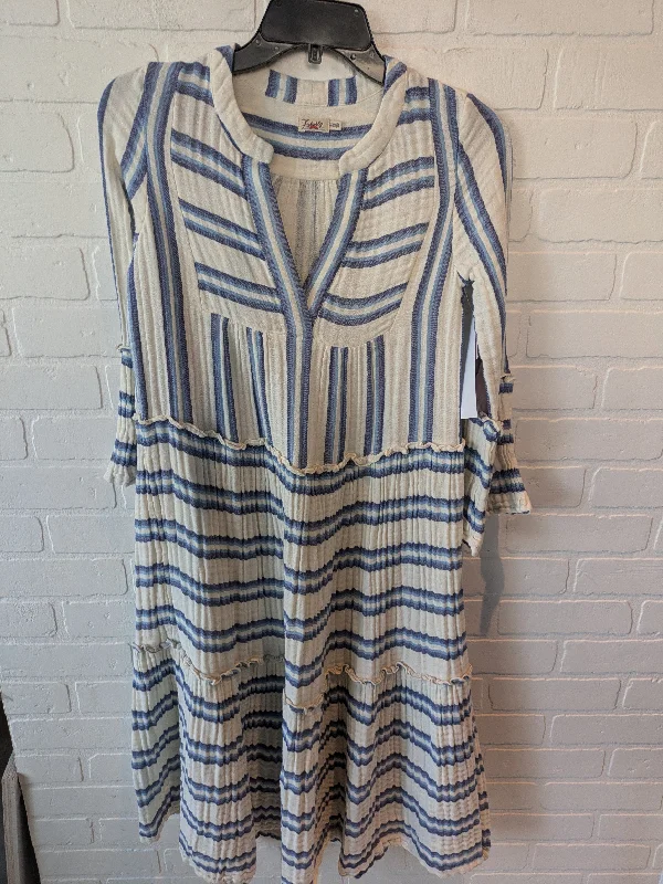 Dress Casual Midi By Faherty In Blue & Cream, Size: Xxs Comfortable Button Front Midi Dress Dress Casual Midi By Faherty In Blue & Cream, Size: Xxs Comfortable Button Front Midi Dress