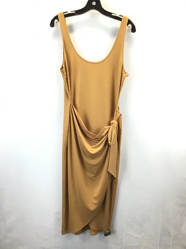 Dress Casual Midi By Forever 21 In Yellow, Size: Xl Trendy Flared Sleeve Midi Dress