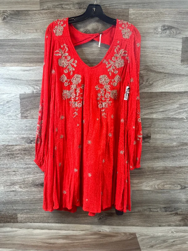 Dress Casual Midi By Free People In Orange, Size: M Elegant Puff Sleeve Midi Dress