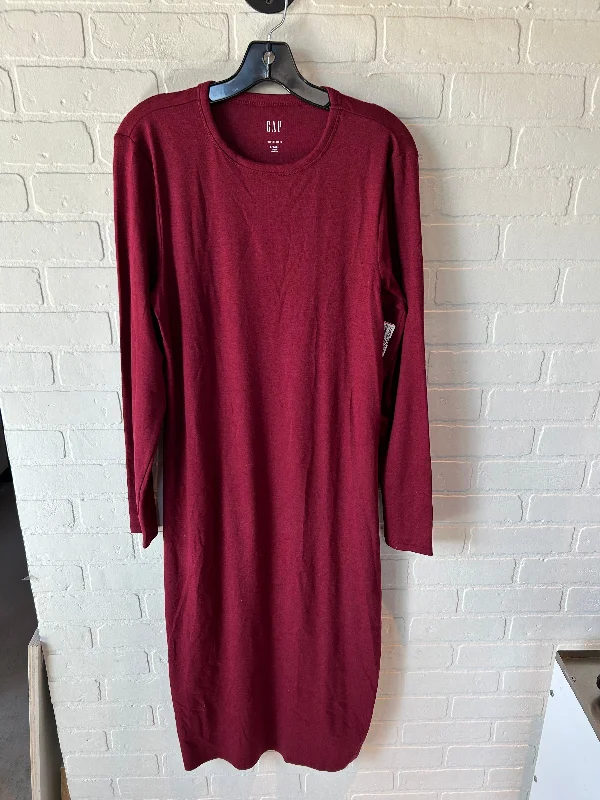 Dress Casual Midi By Gap In Red, Size: L Fashionable Plaid Midi Dress
