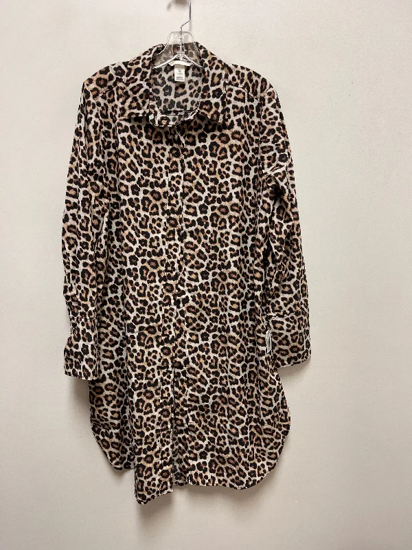 Dress Casual Midi By H&m In Animal Print, Size: M Comfortable Lace-Up Midi Dress