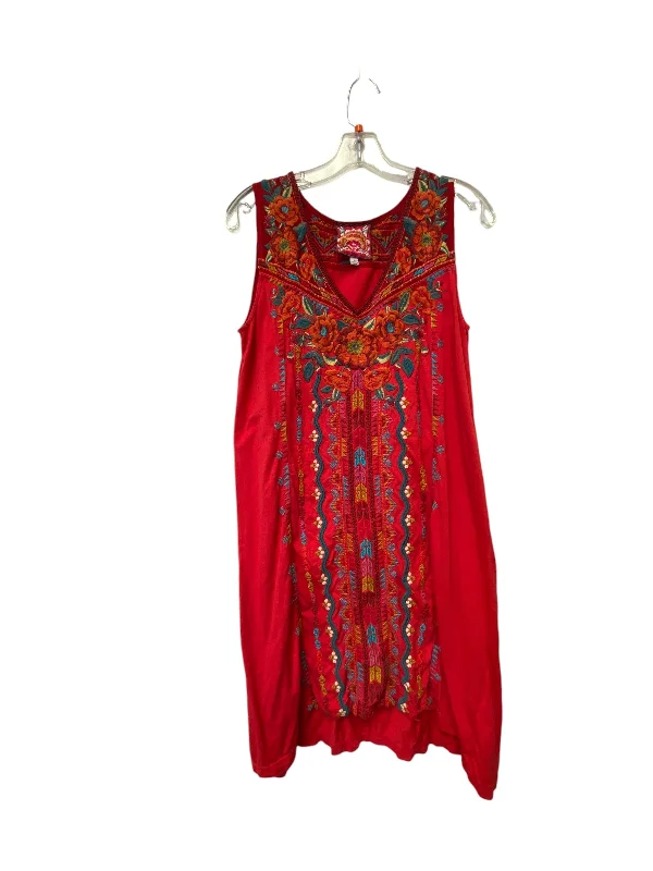 Dress Casual Midi By Johnny Was In Red, Size: M Stylish Pleated Skirt Midi Dress