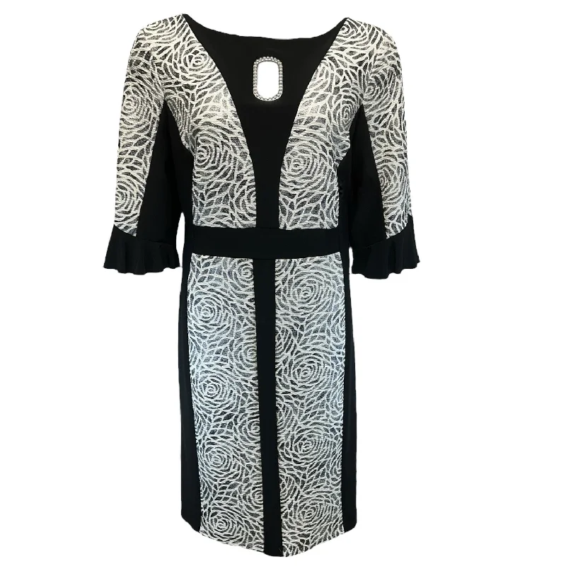 Dress Casual Midi By Joseph Ribkoff In Black & White, Size: 20 Trendy Bodycon Midi Dress Dress Casual Midi By Joseph Ribkoff In Black & White, Size: 20 Trendy Bodycon Midi Dress
