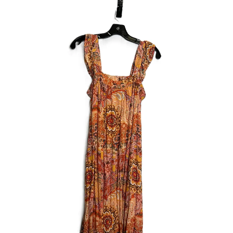 Dress Casual Midi By Knox Rose In Orange, Size: S Elegant Lace Trim Midi Dress