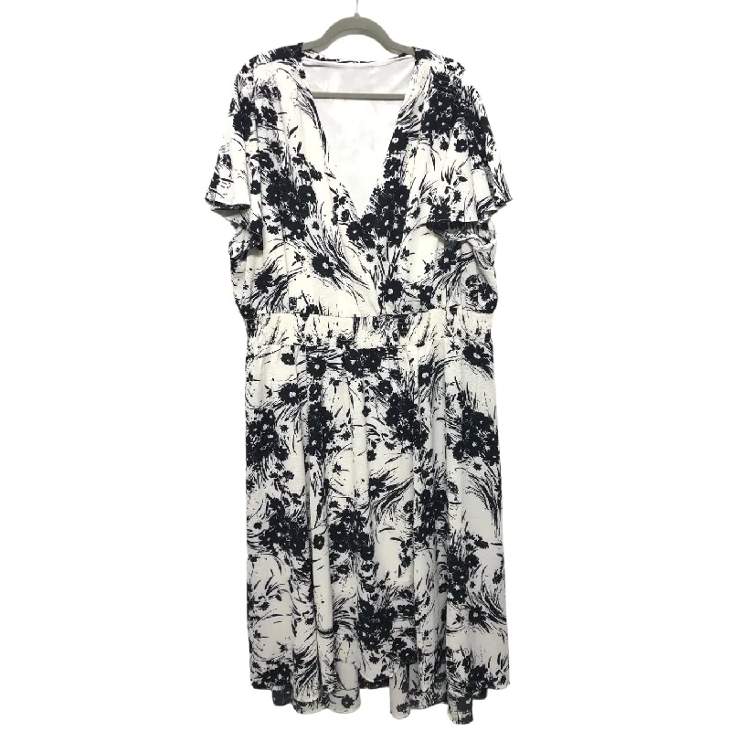 Dress Casual Midi By Lane Bryant In Black & White, Size: 26 Stylish Long Sleeve Floral Midi Dress Dress Casual Midi By Lane Bryant In Black & White, Size: 26 Stylish Long Sleeve Floral Midi Dress