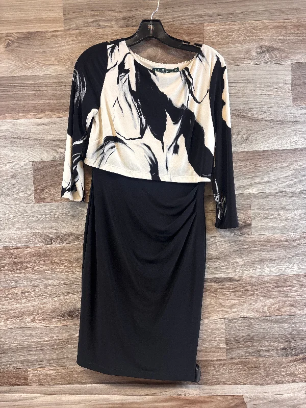 Dress Casual Midi By Lauren By Ralph Lauren In Black & White, Size: Petite M Trendy Knit Midi Dress Dress Casual Midi By Lauren By Ralph Lauren In Black & White, Size: Petite M Trendy Knit Midi Dress