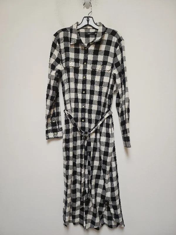 Dress Casual Midi By Lauren By Ralph Lauren In Checkered Pattern, Size: Xl Comfortable Draped Midi Dress