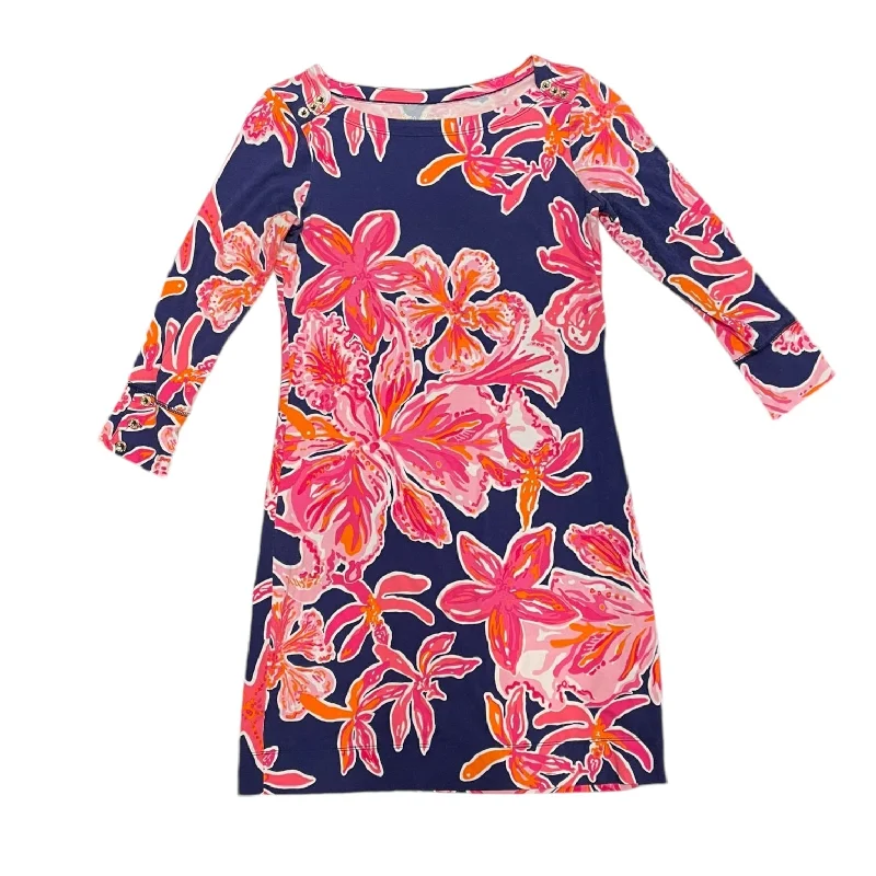 Dress Casual Midi By Lilly Pulitzer In Blue & Pink, Size: Xxs Classic Black Midi Dress Dress Casual Midi By Lilly Pulitzer In Blue & Pink, Size: Xxs Classic Black Midi Dress