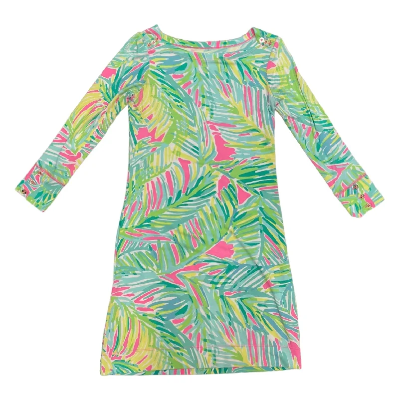 Dress Casual Midi By Lilly Pulitzer In Green & Pink, Size: Xxs Trendy A-Line Midi Dress