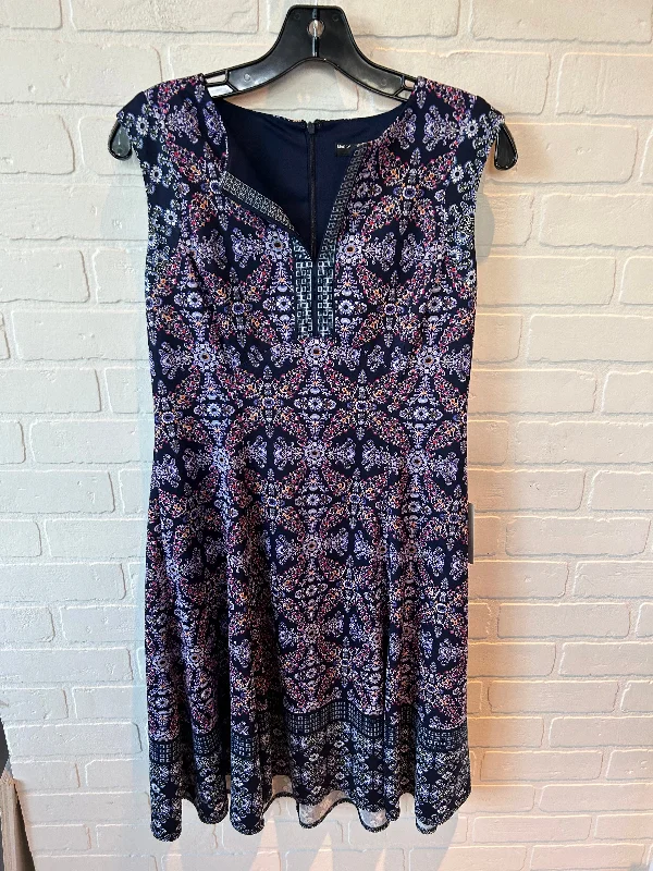 Dress Casual Midi By Maggy London In Blue & Purple, Size: 10 Elegant Puff Sleeve Midi Dress Dress Casual Midi By Maggy London In Blue & Purple, Size: 10 Elegant Puff Sleeve Midi Dress
