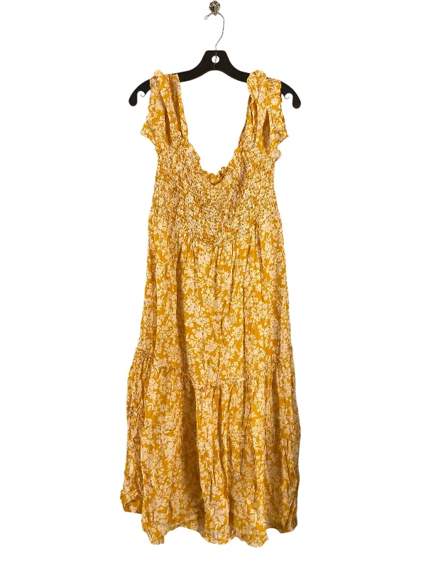 Dress Casual Midi By Pink Lily In Yellow, Size: Xl Trendy Ruffle Hem Midi Dress