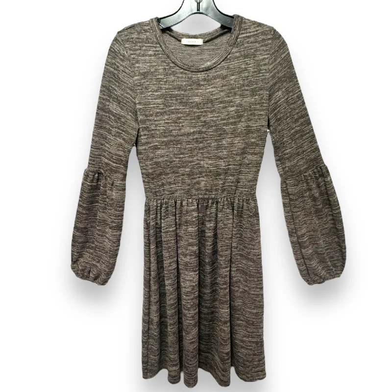 Dress Casual Midi By Reborn J In Taupe, Size: M Stylish Pleated Skirt Midi Dress