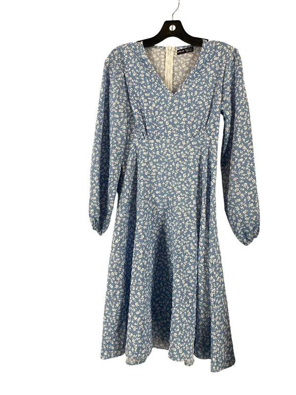Dress Casual Midi By Shein In Blue, Size: Xs Trendy Ruffled Sleeve Midi Dress