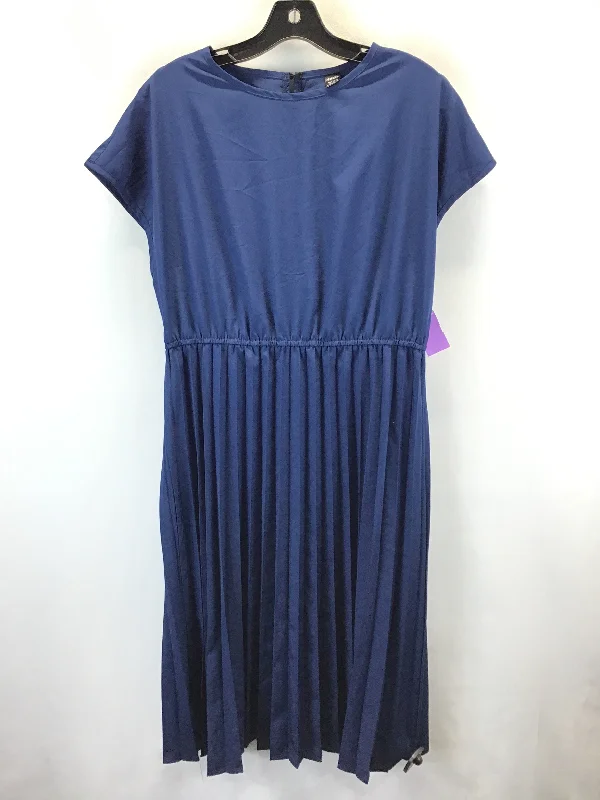 Dress Casual Midi By Shein In Navy, Size: L Fashionable One-Shoulder Midi Dress