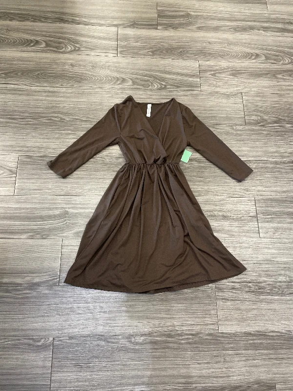 Dress Casual Midi By Zenana Outfitters In Brown, Size: S Elegant Faux Wrap Midi Dress Dress Casual Midi By Zenana Outfitters In Brown, Size: S Elegant Faux Wrap Midi Dress