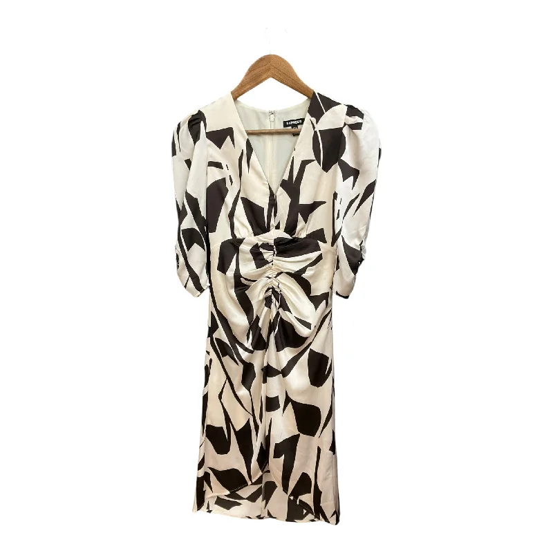 Dress Party Midi By Express In Brown & Cream, Size: Xxs Stylish Cold Shoulder Midi Dress
