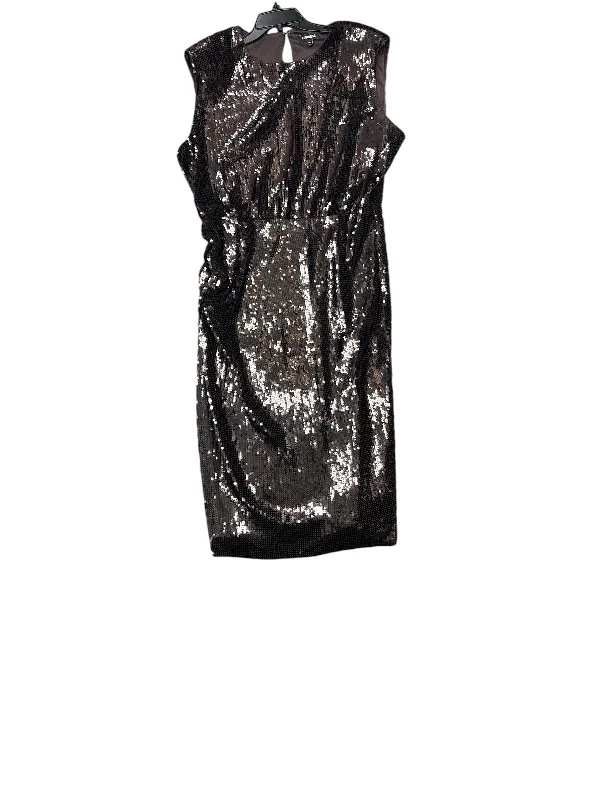 Dress Party Midi By Express In Brown, Size: 14 Trendy Ruffle Hem Midi Dress