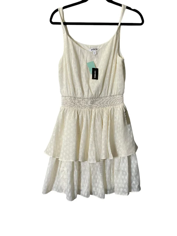 Dress Party Midi By Express In Gold & White, Size: S Chic Off-Shoulder Midi Dress