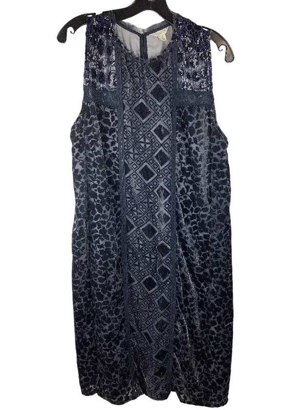 Dress Party Midi By Lucky Brand In Navy, Size: S Trendy Ruffle Hem Midi Dress