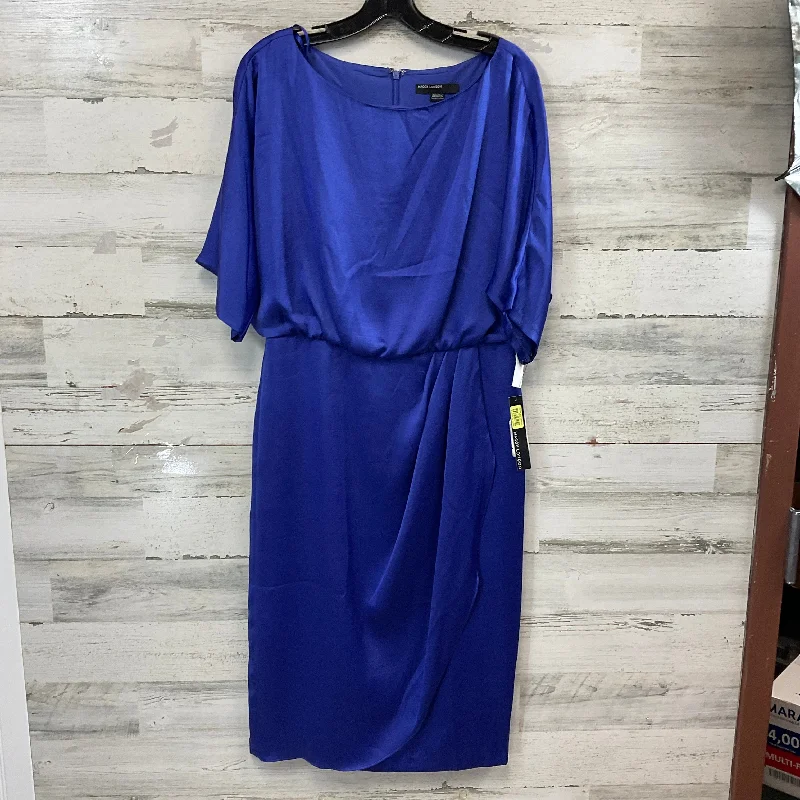 Dress Party Midi By Maggy London In Blue, Size: M Stylish Striped Midi Dress