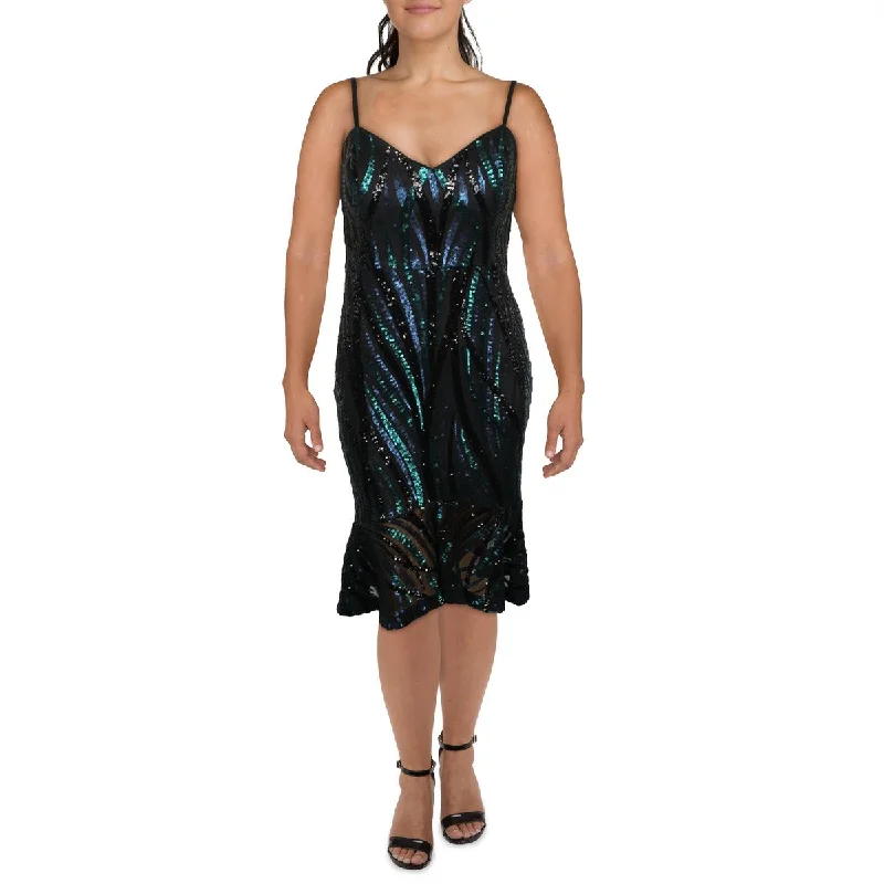 Guess Womens Sequined Cocktail Midi Sheath Dress Trendy Fit-and-Flare Midi Dress