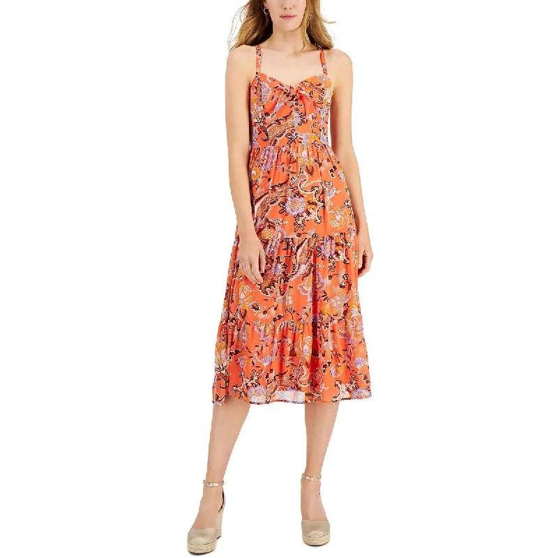 INC Womens Tiered Midi Sundress Comfortable Sleeveless Midi Dress
