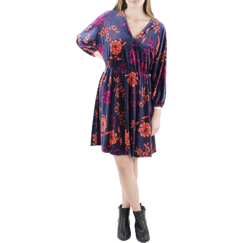 London Times Womens Petites Velvet Midi Fit & Flare Dress Trendy Ruffled Sleeve Midi Dress London Times Womens Petites Velvet Midi Fit & Flare Dress Trendy Ruffled Sleeve Midi Dress