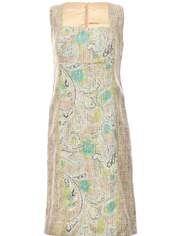 Midi Length Beige Dress - L Fashionable Chiffon Midi Dress