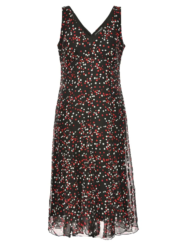 Midi Length Black Dress - L Trendy Flared Sleeve Midi Dress