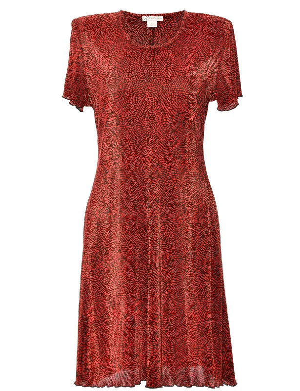 Midi Length Maroon Dress - L Fashionable High-Low Midi Dress