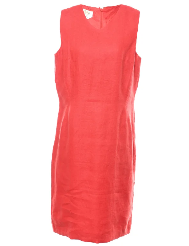 Midi Length Red Dress - L Comfortable Ruched Midi Dress