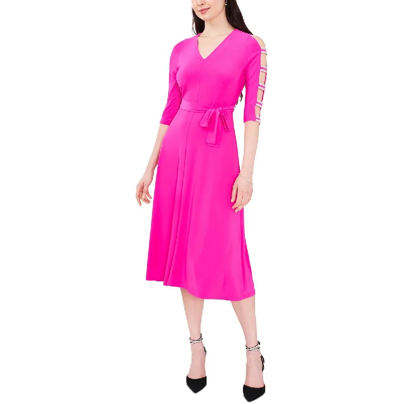 MSK Womens Petites Matte Jersey Midi Fit & Flare Dress Trendy Flared Sleeve Midi Dress MSK Womens Petites Matte Jersey Midi Fit & Flare Dress Trendy Flared Sleeve Midi Dress