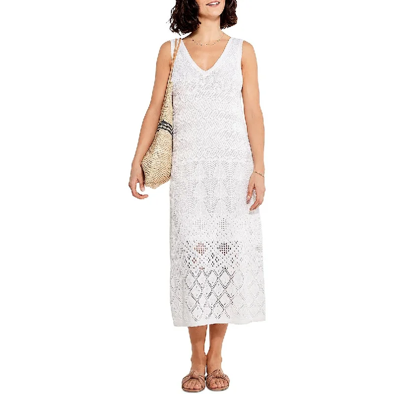 Nic + Zoe Womens Crochet Midi Sundress Trendy A-Line Midi Dress