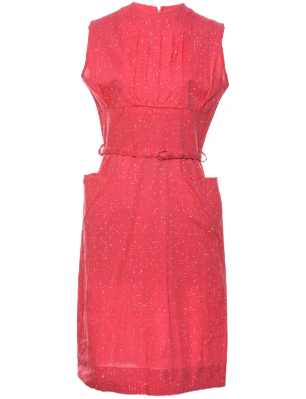 Pink 1950s Midi Vintage Dress - L Stylish Color Block Midi Dress