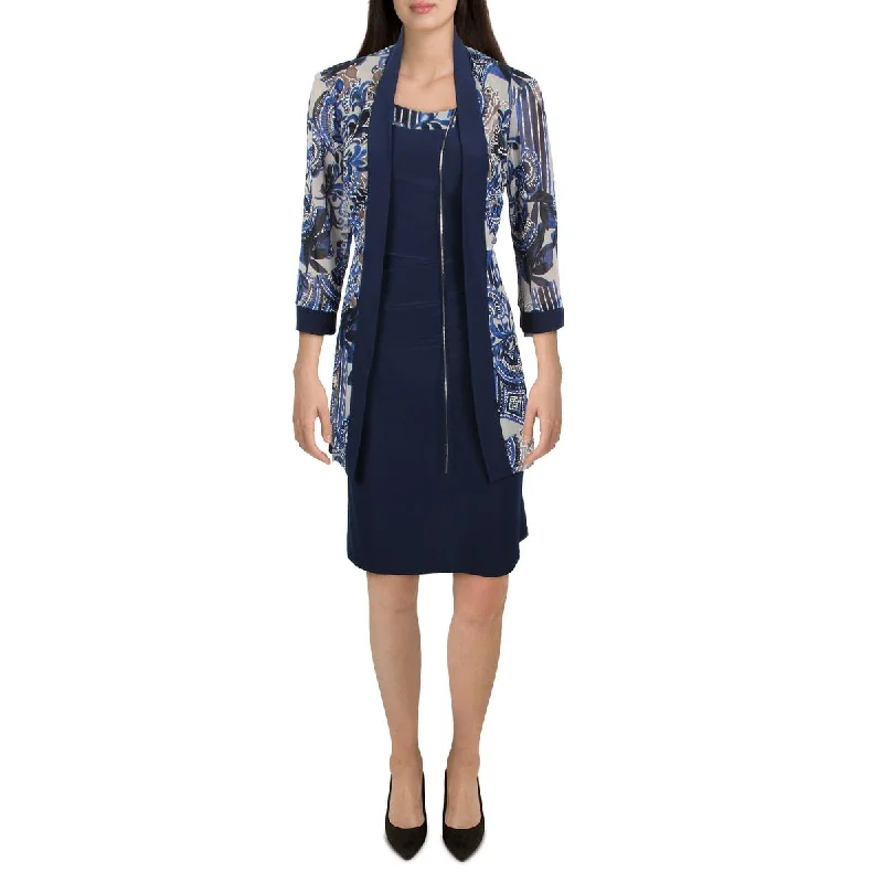 R&M Richards Womens Paisley Midi Two Piece Dress Trendy Ruched Side Midi Dress